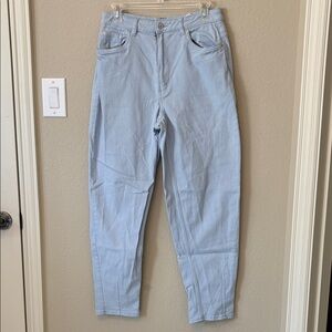 Baby Blue High-Waist Tapered Jeans